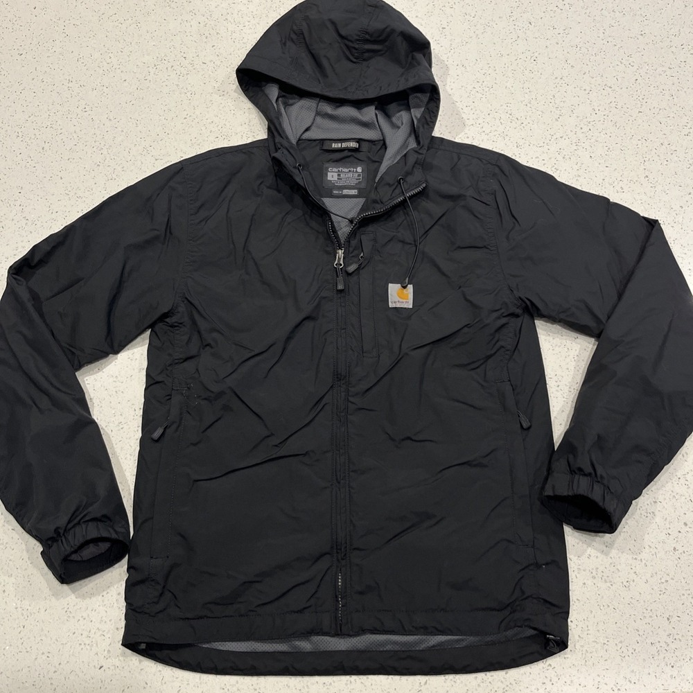 Carhartt Rain Defender Relaxed Fit Men's S Black Hooded Full Zip Oj4671-m
